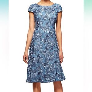 Alex Evenings cap sleeve tea length dress